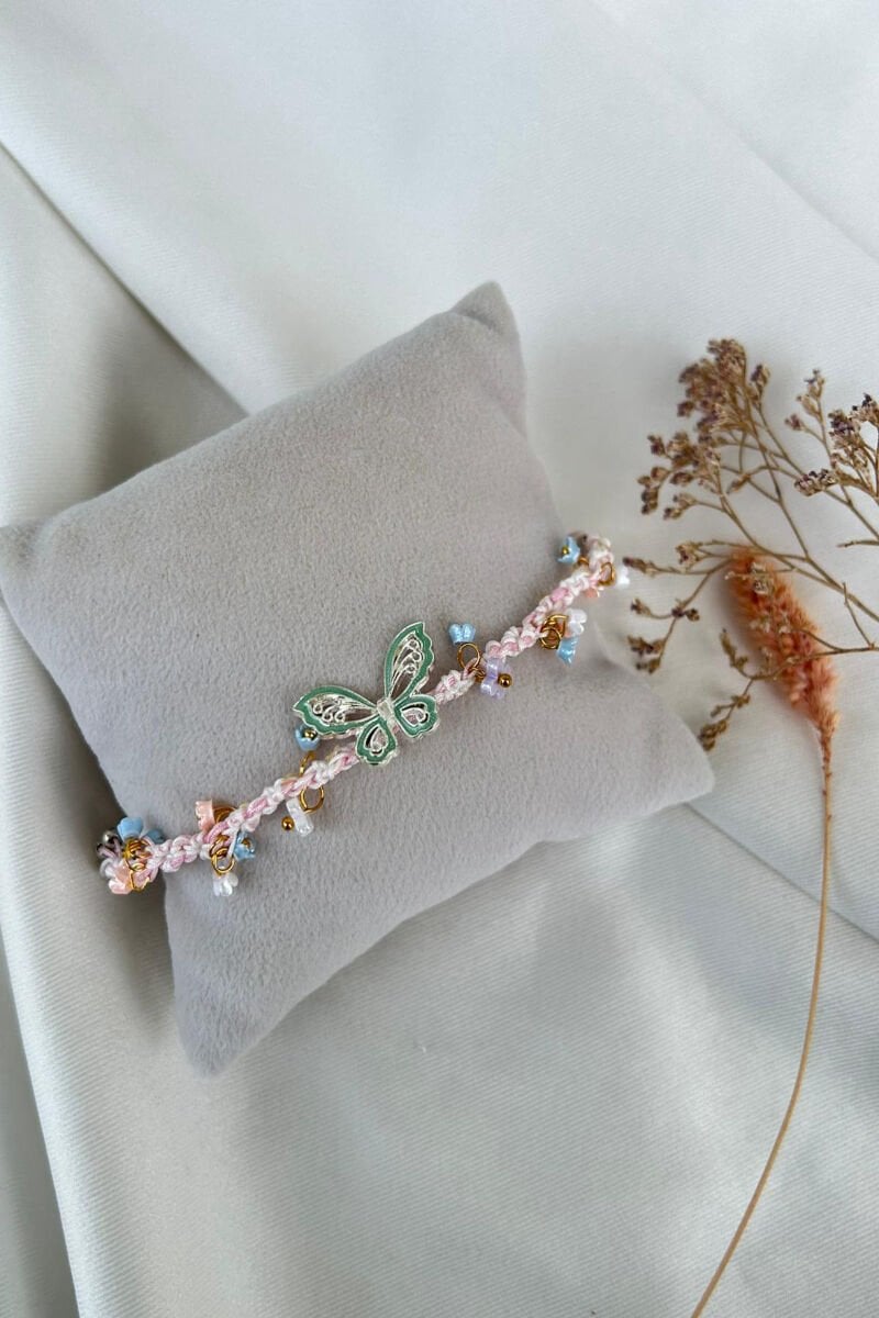 Kelebek Detaylı Tasarım Model İp Bileklik