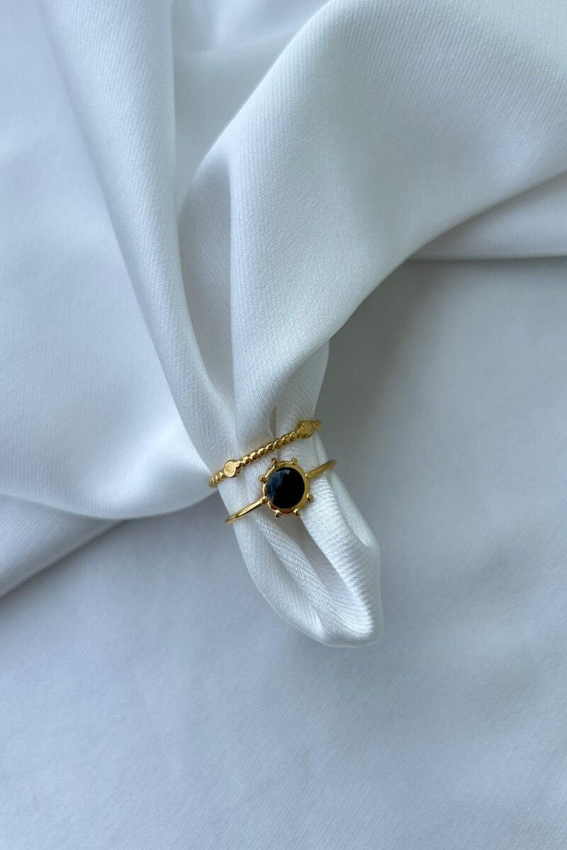 Siyah İkili Görünüm Tasarım Yüzük