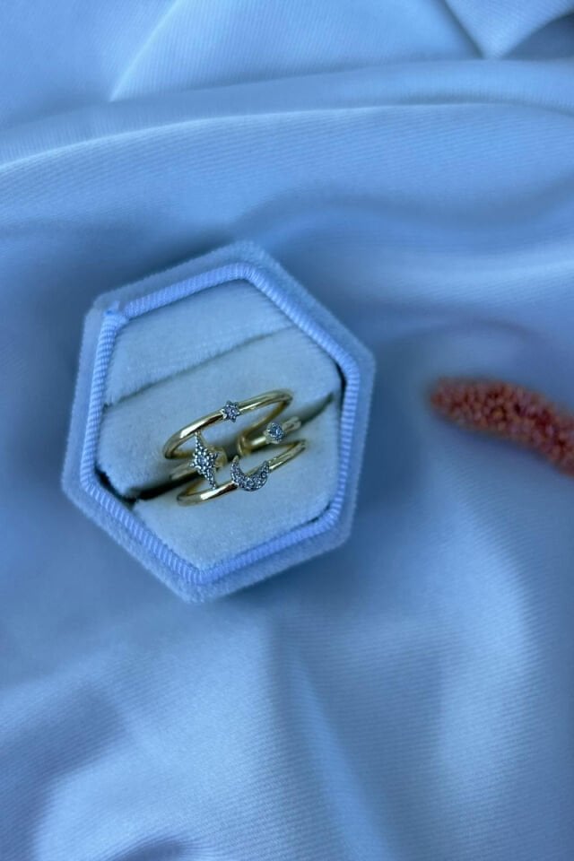 Ay Ve Yıldız Detaylı Tasarım Yüzük