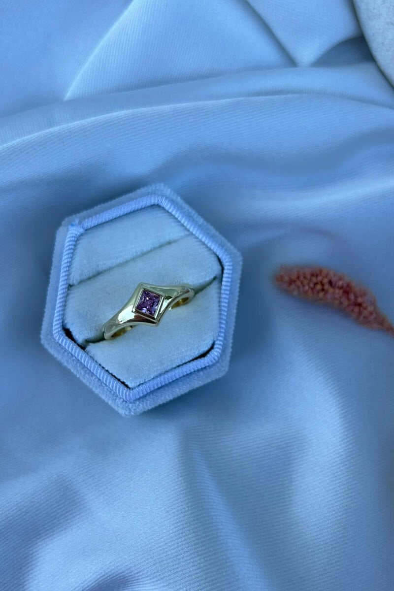 Pembe Kristal Taş Tasarım  Yüzük