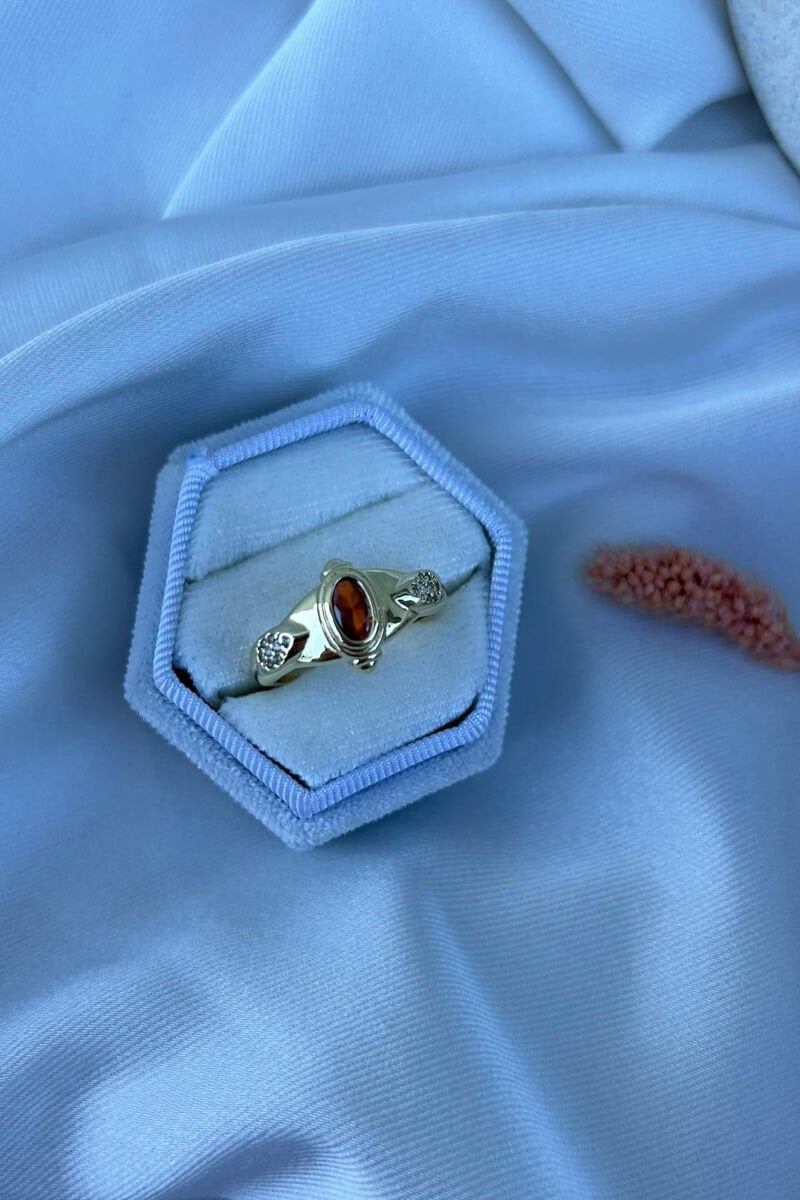 Kırmızı Kristal Taş Vintage Yüzük