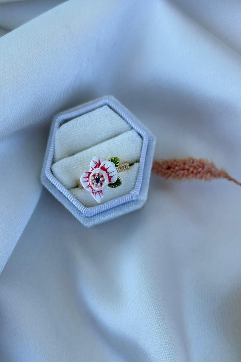 Mineli Çiçek Model Tasarım Yüzük