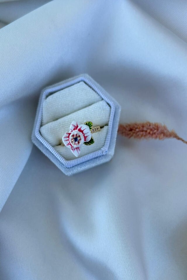 Mineli Çiçek Model Tasarım Yüzük