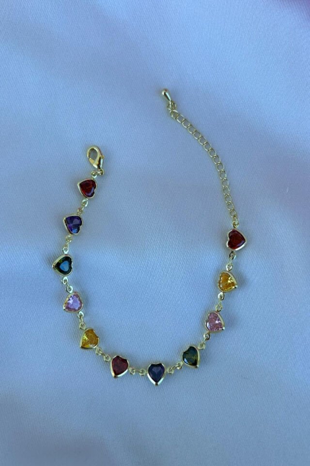 Renkli Minimal Kalp Model Bileklik