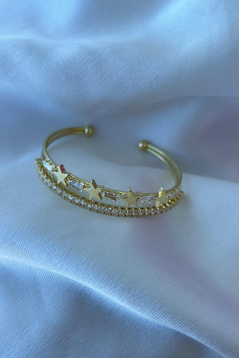 Yıldız Detaylı Kristal Taş İkili Görünüm Bileklik