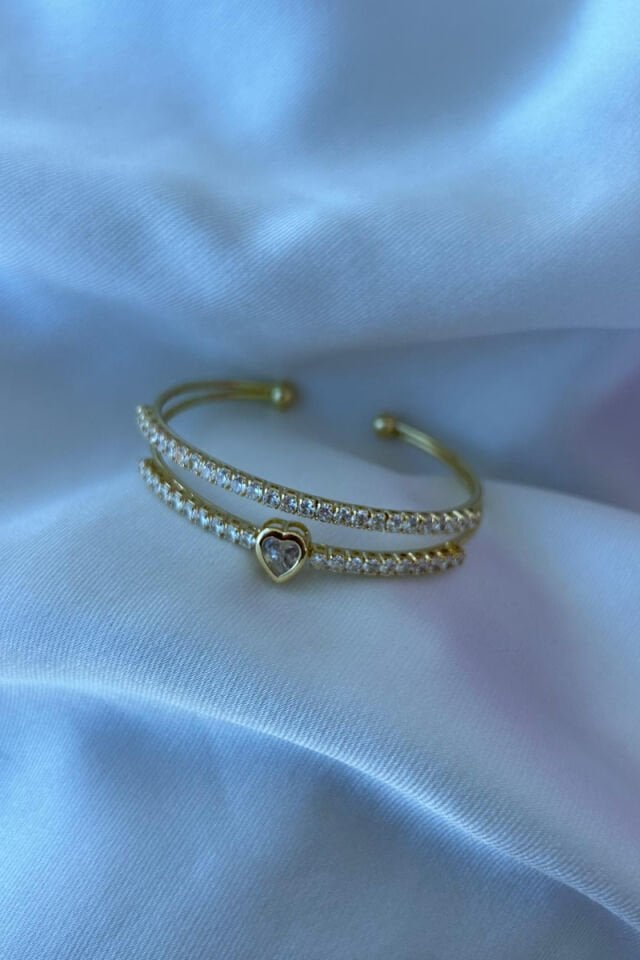 Kalp Detaylı İkili Görünüm Tasarım Bileklik