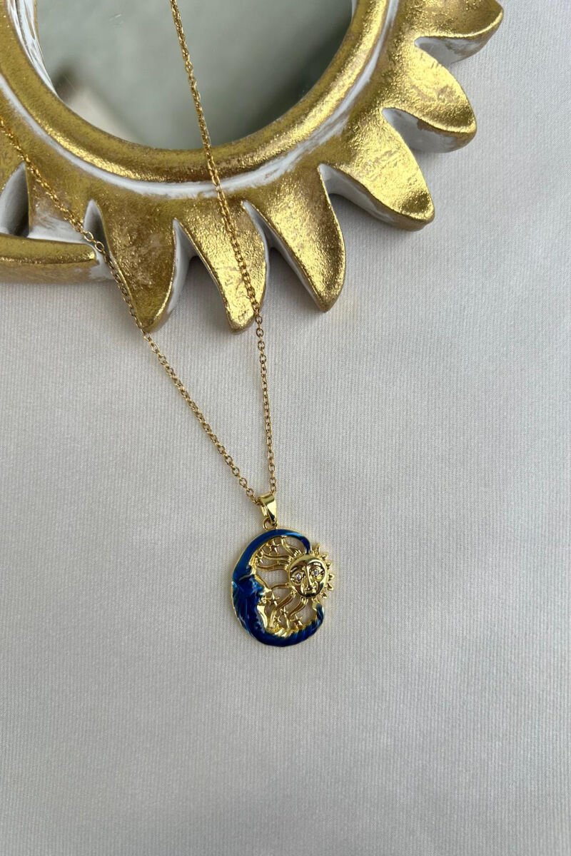 Mavi Ay Ve Güneş Model Tasarım Kolye