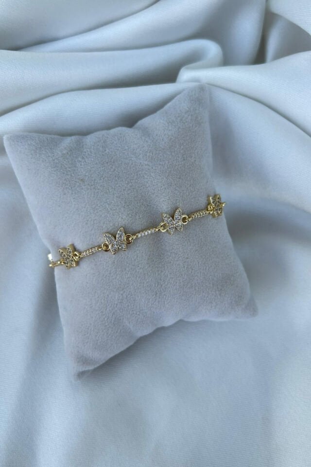 Taşlı Kelebek Model Tasarım Bileklik