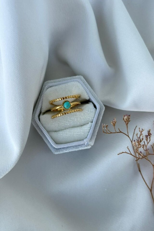 Firuze Taş Çoklu Görünüm Etnik Model Yüzük