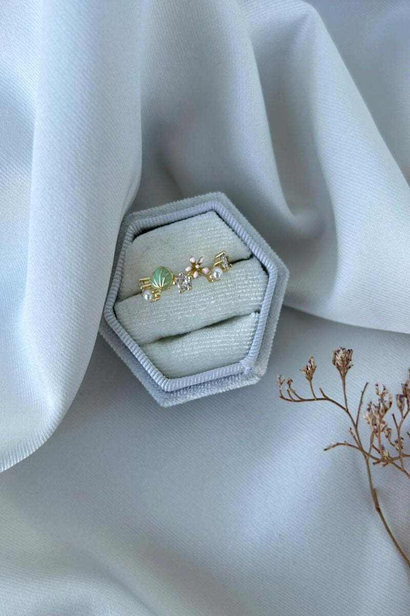 Renkli Deniz Kabuğu Minimal Model Yüzük