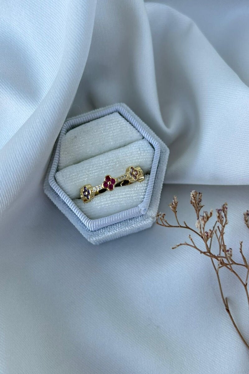 Renkli Çiçek Model Tasarım Yüzük