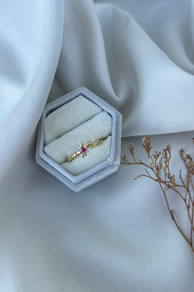 Minimal Model Sedefli Yıldız Yüzük