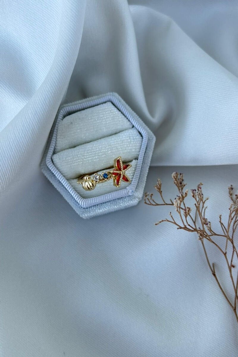 Kırmızı Deniz Yıldızı Model Tasarım Yüzük