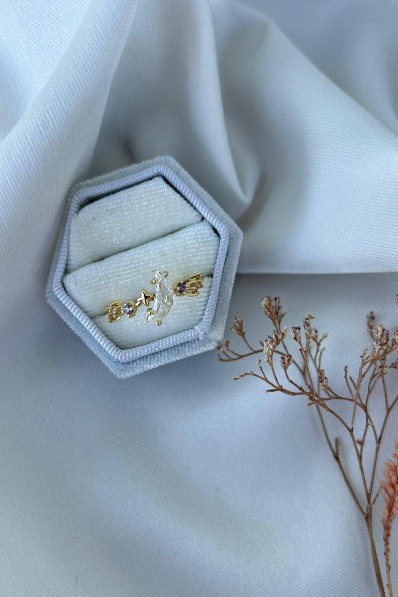 Sedefli Hilal Ay Tasarım Model Yüzük