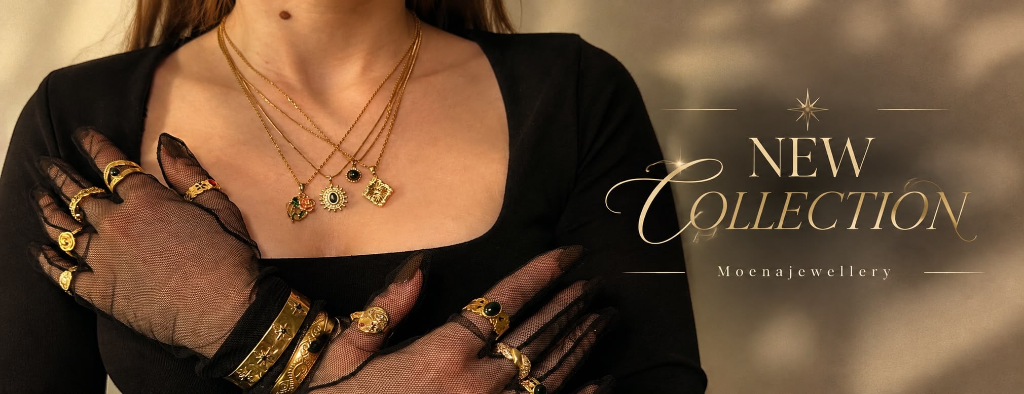 Moena Jewellery New Collection: altın renkli kolyeler, yüzükler ve bilekliklerle yeni koleksiyon